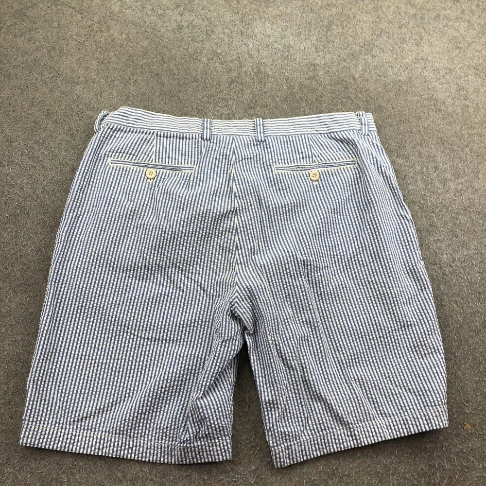 Vineyard Vines Shorts Mens 36 Blue Striped Chino Flat Front 10 Inseam Seersucker